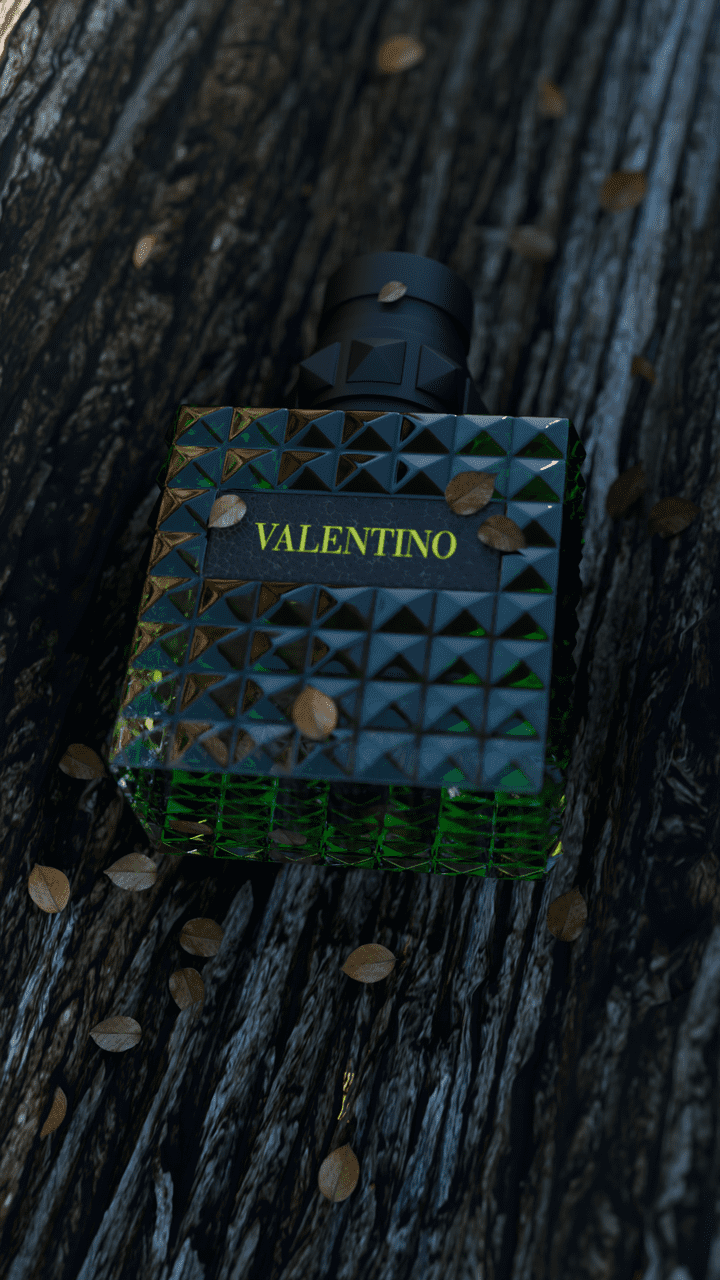 تصميم 3D دعائي لعطر Valentino