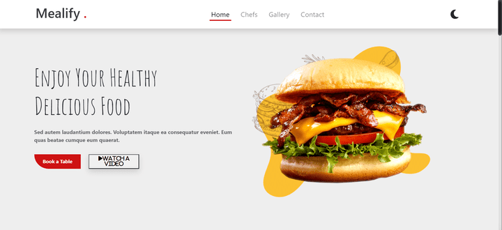 Mealfiy - موقع مطعم يعرض الطهاة، الأطباق، وتفاصيل التواصل