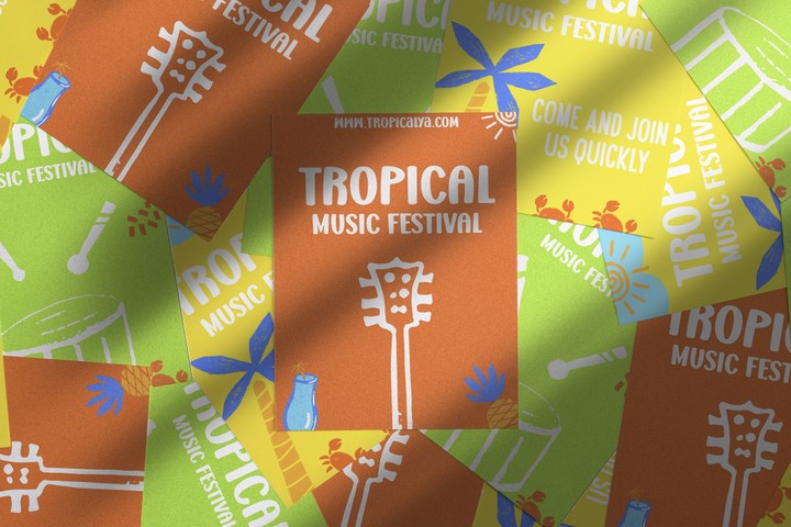 posters and flyers for a music festival named tropical