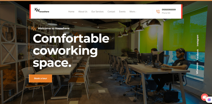 عمل موقع إلكترونى لشركة Knowhere  وهى شركة متخصصة فى مجال Co-Working Space