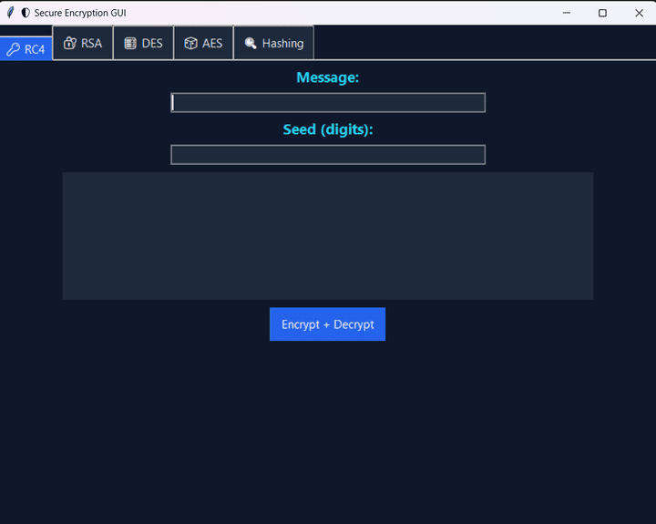 نظام تشفير البيانات / Multi-Algorithm Encryption and Hashing Project