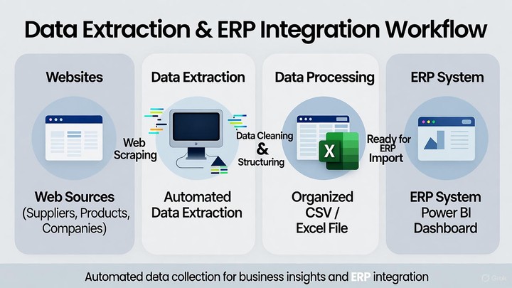 استخراج بيانات الشركات والموردين من الإنترنت لربطها مع أنظمة_ERP بتقنية Web Scraping