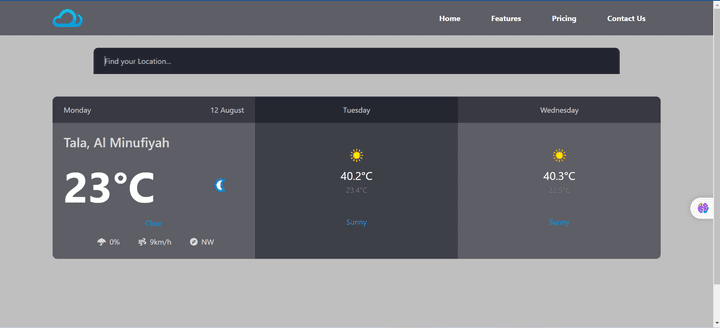 weather تطبيق لايجاد حالات الطقس بواسطه API