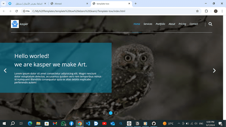تطوير قالب ويب تفاعلي باستخدام HTML و CSS  مشروع رقم 2