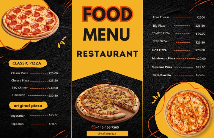 منيو مطعم بيتزا   Pizza Menu