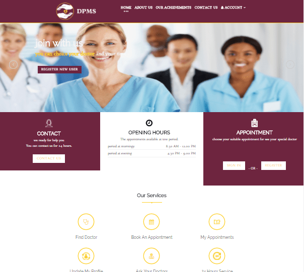 تصميم موقع انترنت - مواعيد اطباء