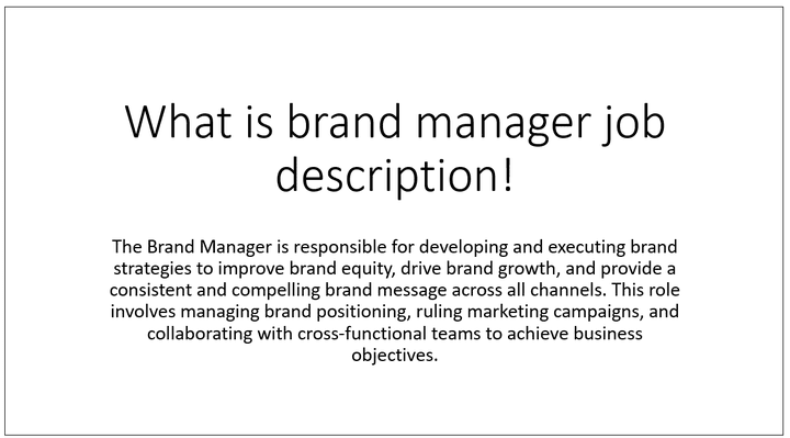 Brand manager job description