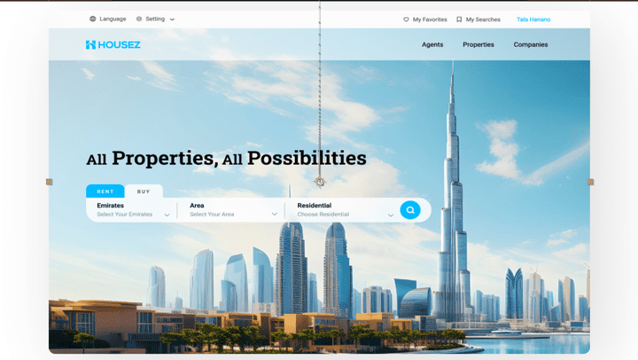 تصميم وعرض واجهة موقع Housez للعقارات - فيديو توضيحي من إعدادي