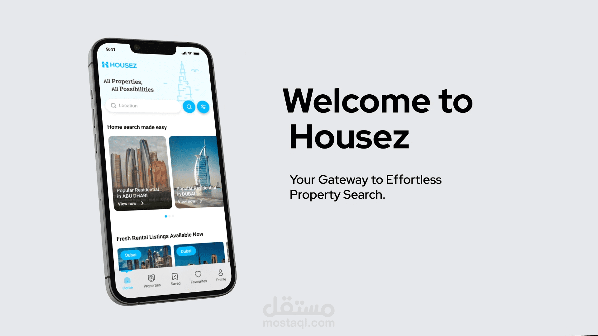 تصميم فيديو ثاني لعرض واجهة تطبيق Housez للعقارات بالامارات - فيديو توضيحي من إعدادي