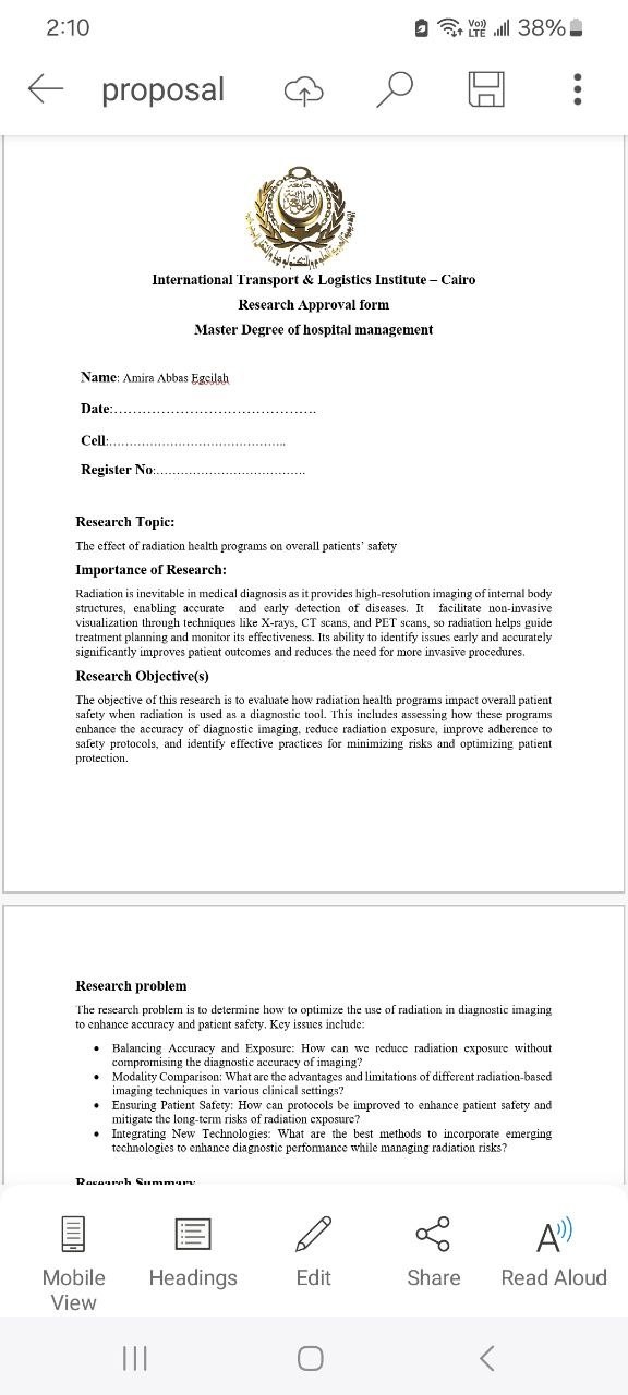 proposal about radiation health programs effect on patient safety