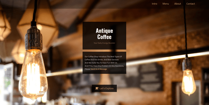 landing page for coffee