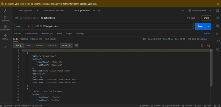 عمل نظام ادارة متجر كتب من الواجهة الخلفية فقط (backend) بواسطة لغة الجافا سكريبت nodejs - express - mongodb