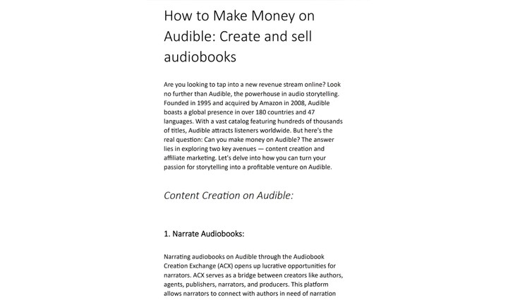 How to Make Money on  Audible: Create and sell  audiobooks