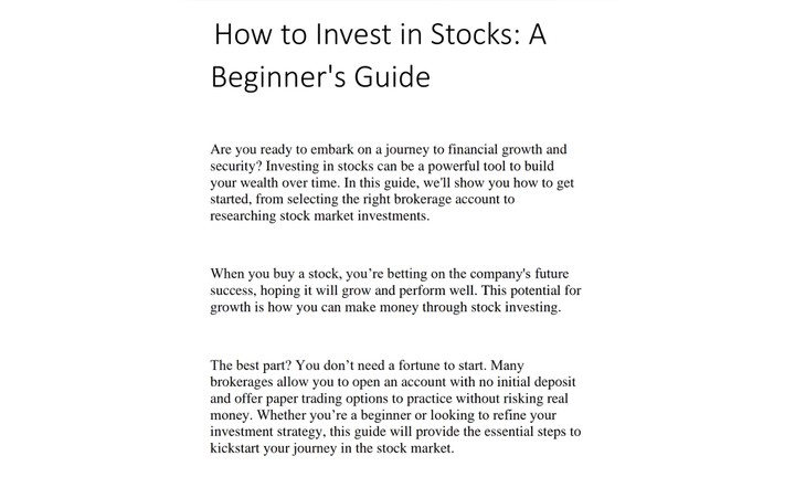 How to Invest in Stocks: A Beginner's Guide