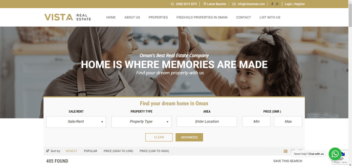 تصميم موقع عقارات لVista Real Estate