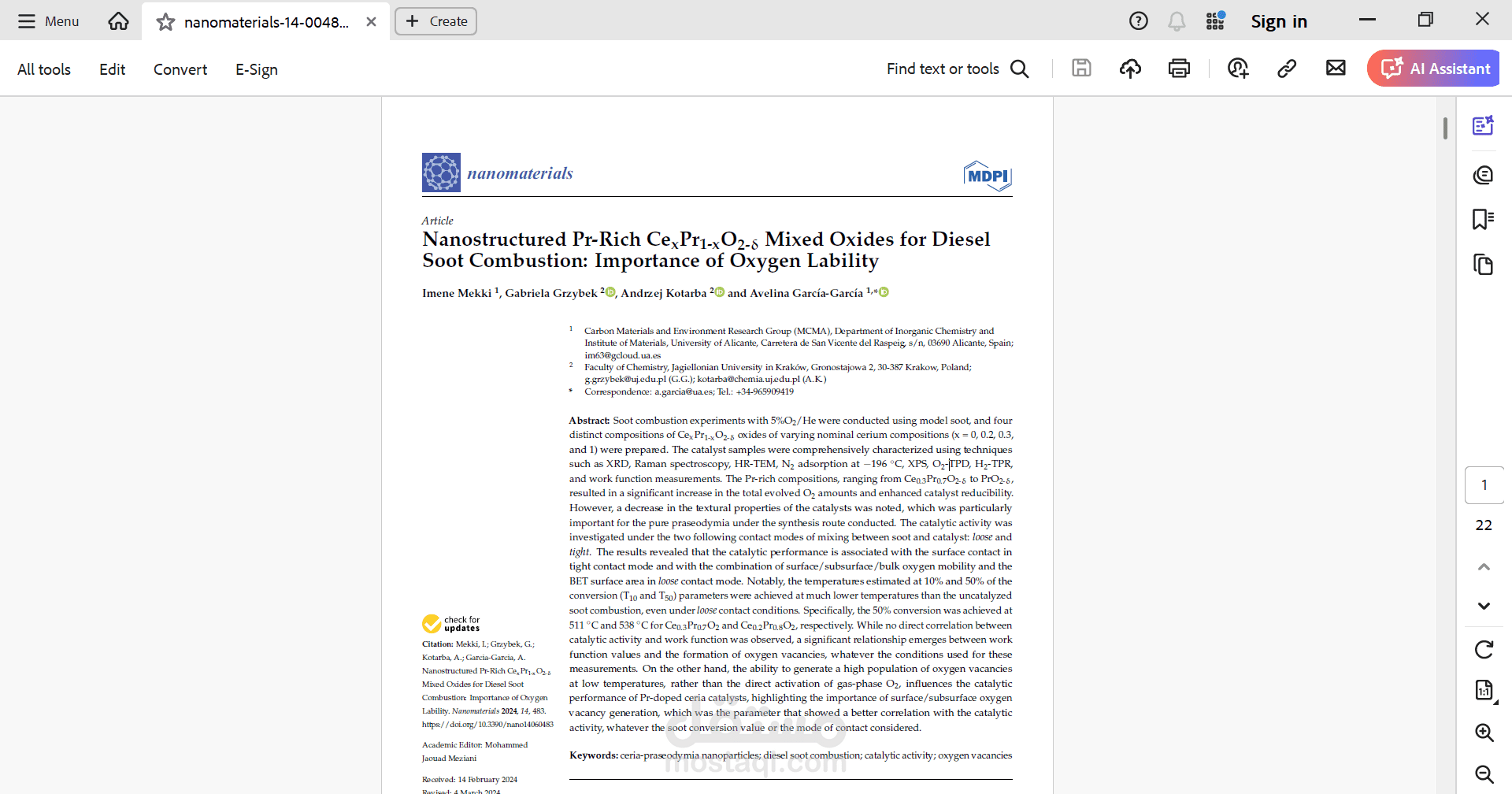 Nanostructured Pr-Rich CexPr1-xO2-δ Mixed Oxides for Diesel Soot Combustion: Importance of Oxygen Lability