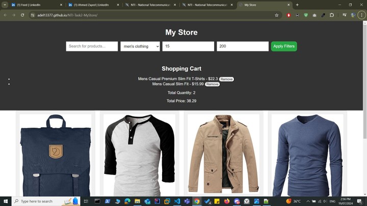 E commerce page