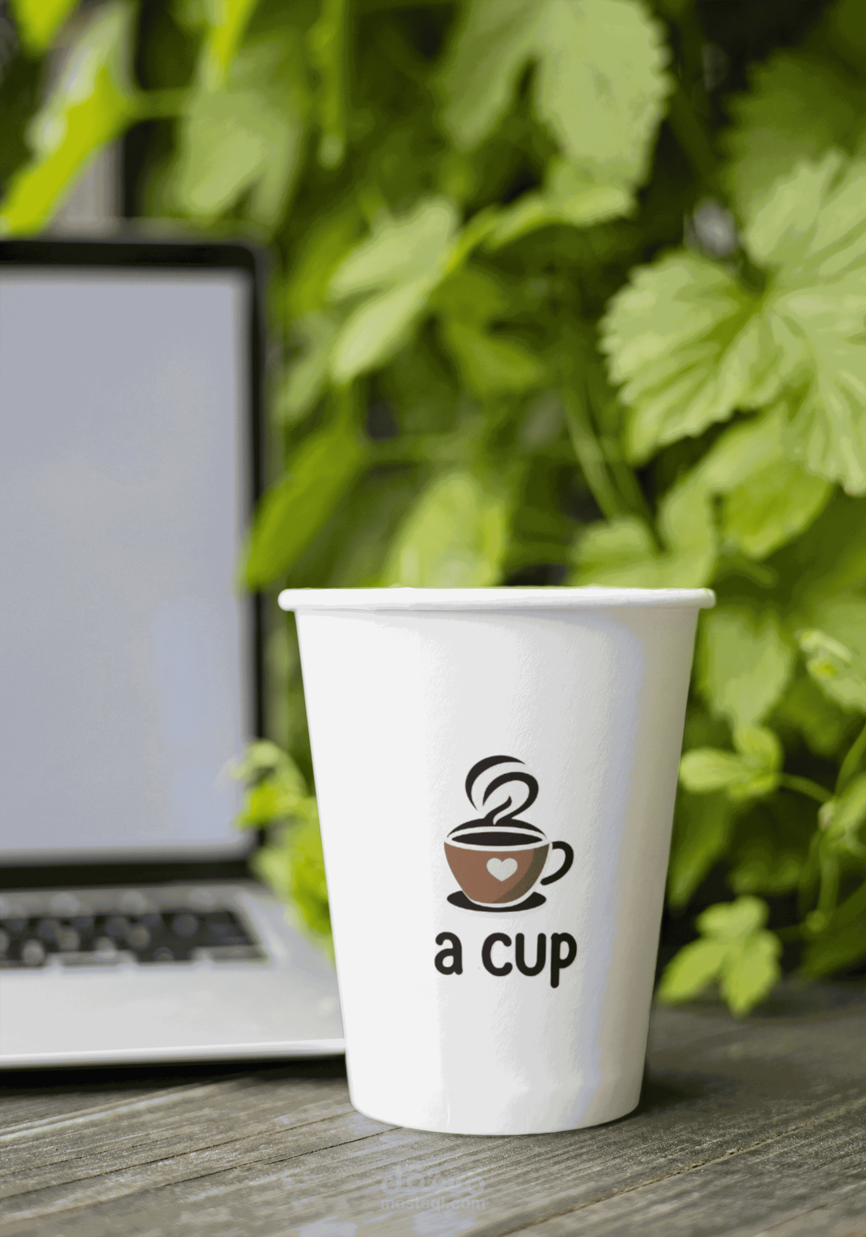 تصميم لوجو كافيه "a cup" بأسلوب بسيط ودافئ