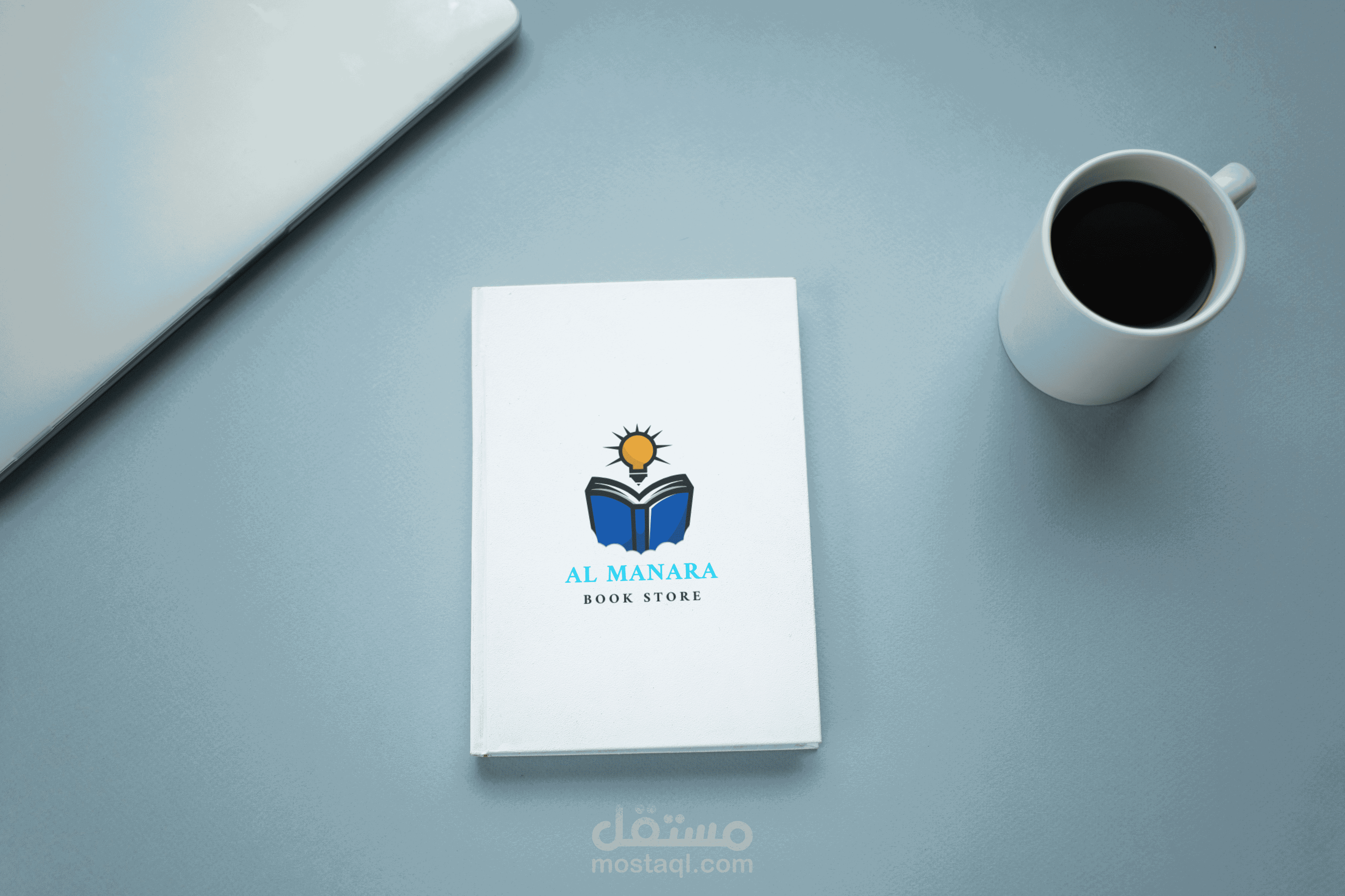 تصميم شعار وإظهار مرئي شامل لمشروع مكتبة إلكترونية اسمها AL MANARA