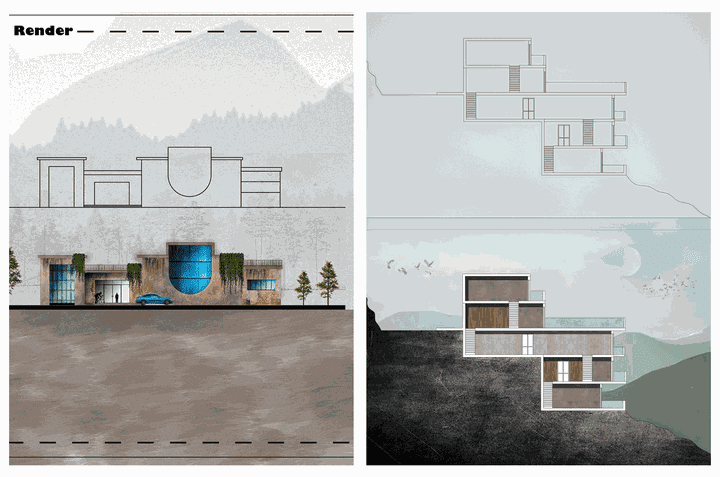 تصميم و اظهار section & elevation