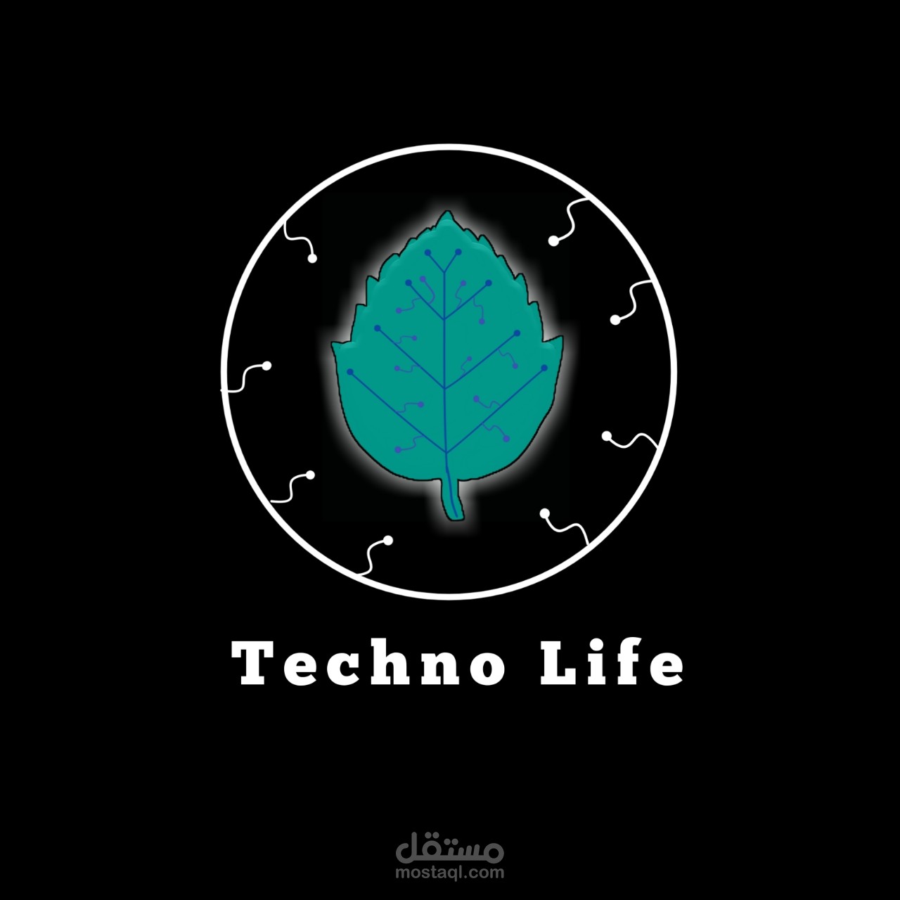 تصميم شعار Techno Life - دمج بين التكنولوجيا والطبيعة