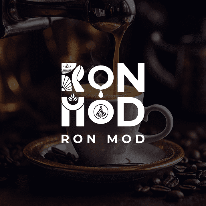 تصميم شعار لكافيه باسم RON MOD