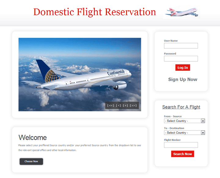 Domestic Flight Reservation Application