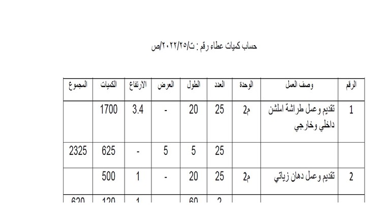 حساب كميات للمشاريع الانشائية