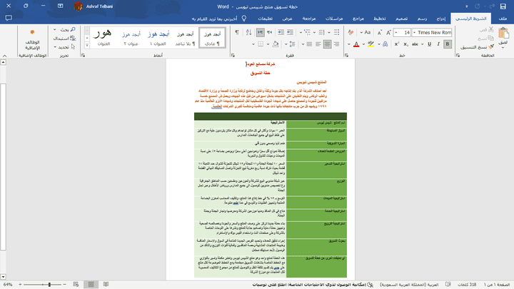 خطة تسويق لمنتج الشيبس تيوبس لشركة مصانع العودة