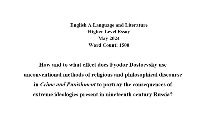 1500-word Academic Essay on Fyodor Dostoevsky's Crime and Punishment