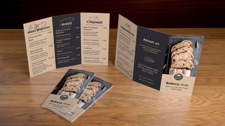 Bakery tri-fold brochure design