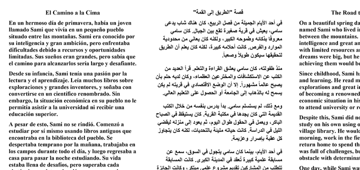 ترجمة قصه اسبانيا الى اللغة العربية والانجليزية بدقة عالية