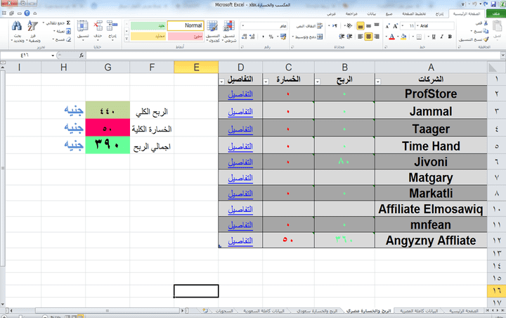 برنامج اكسل بسيط جداً لتسجيل بيانات العملاء وحساب المكسب والخسارة بدون جهد