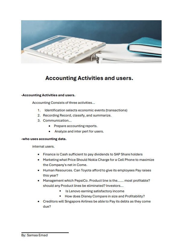 .Lecture on accounting activities and users