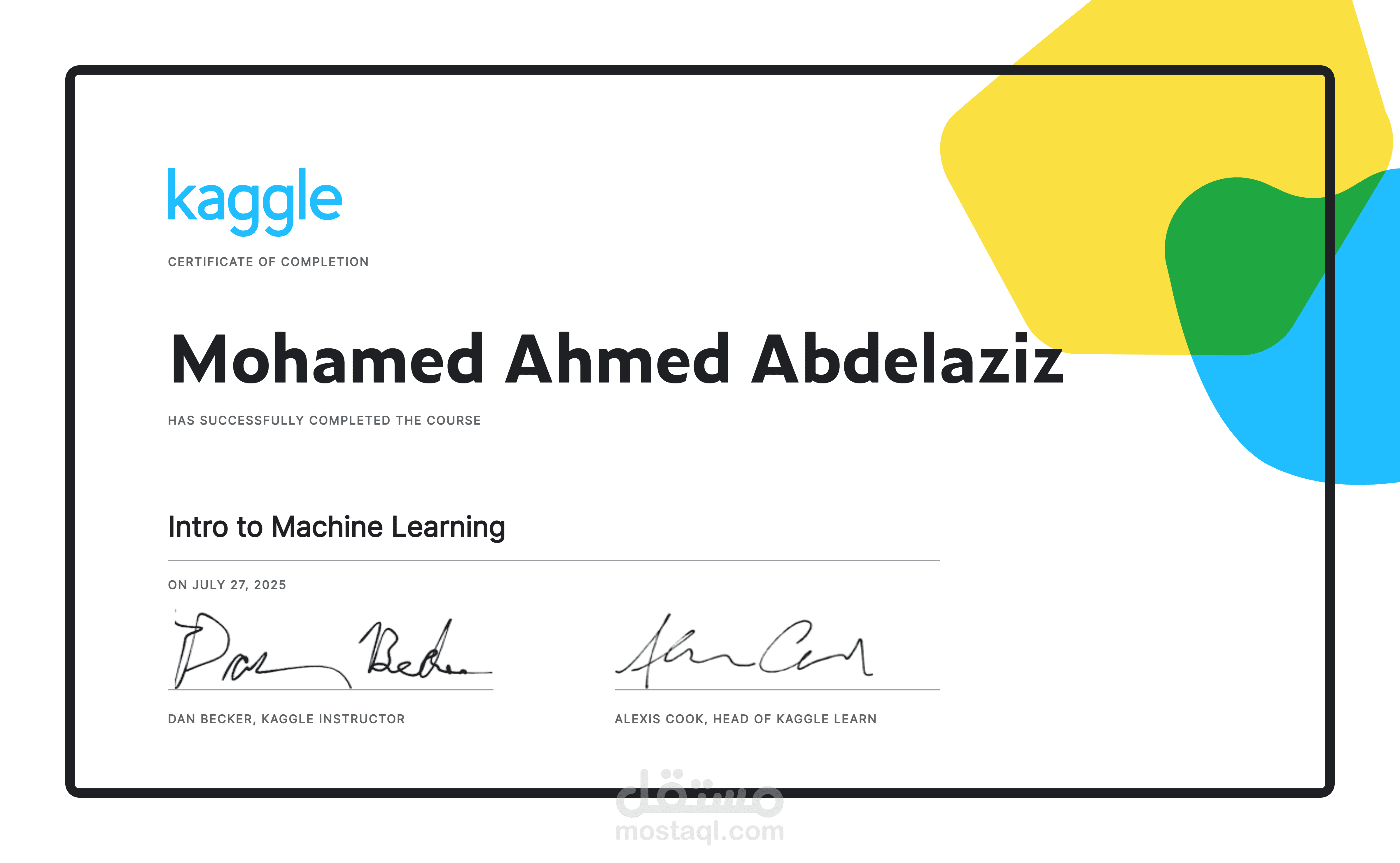 kaggle course certification