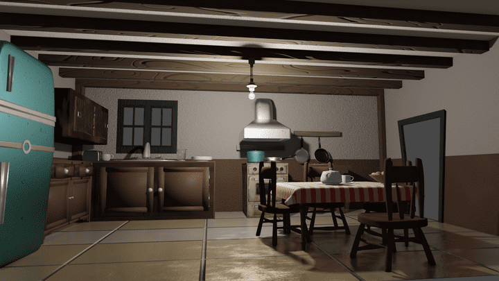 stylized 3d kitchen