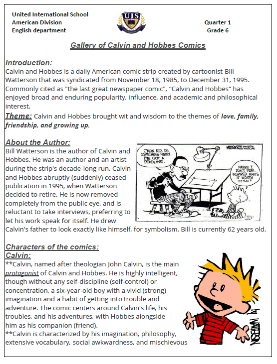 Gallery of Calvin and Hobbes Comics, "My Perspectives" main course book