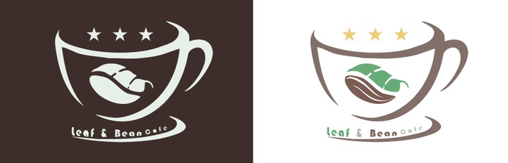 شعار وهوية بصرية لكافيه باسم leaf and bean