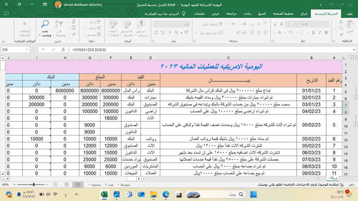 تم تسجيل قيود اليومية للعمليات المحاسيه في اليومية الأمريكية