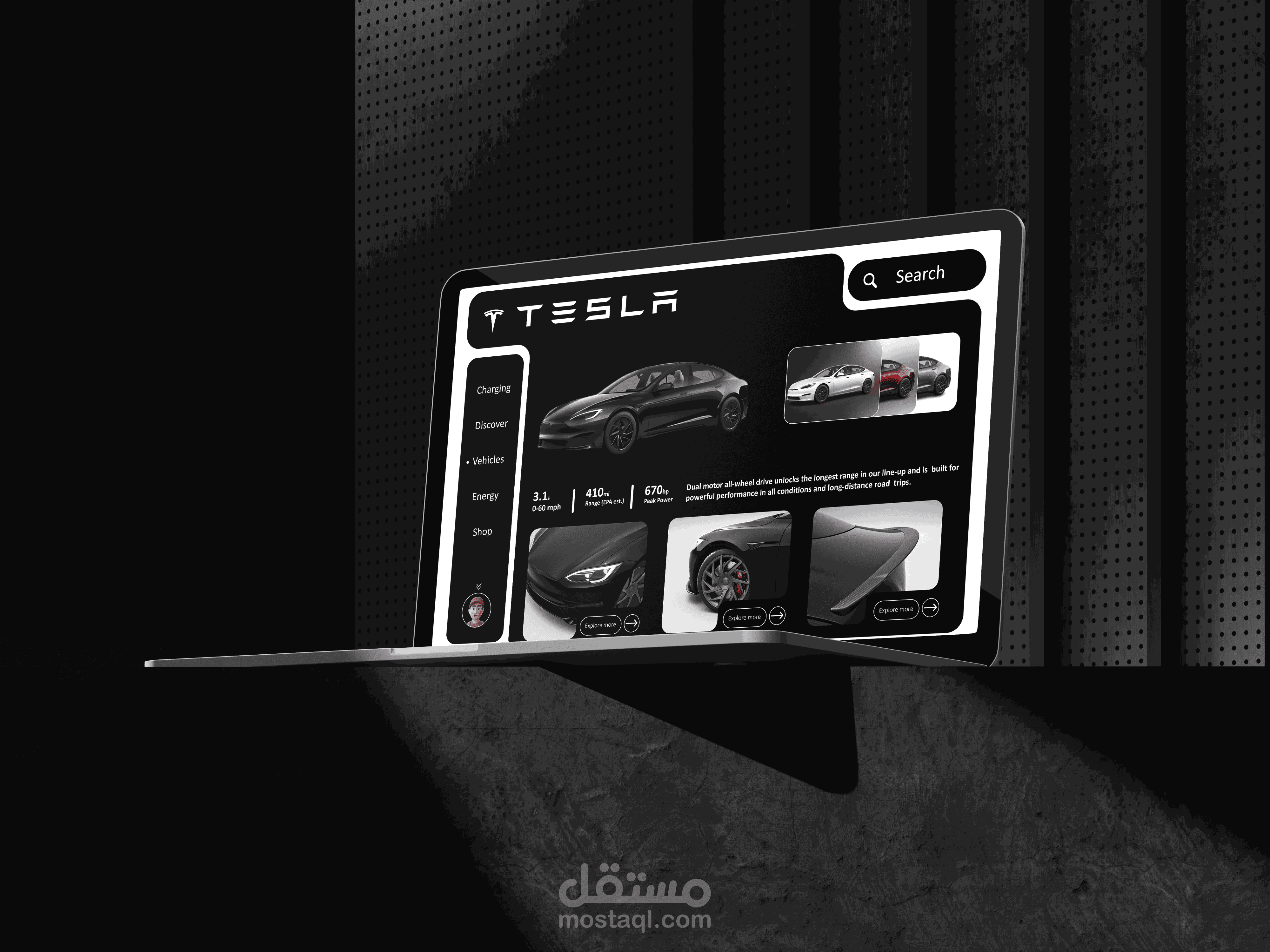 تصميم واجهة مستخدم وتجربة مستخدم لموقع تسلا Tesla Website UI/UX Design