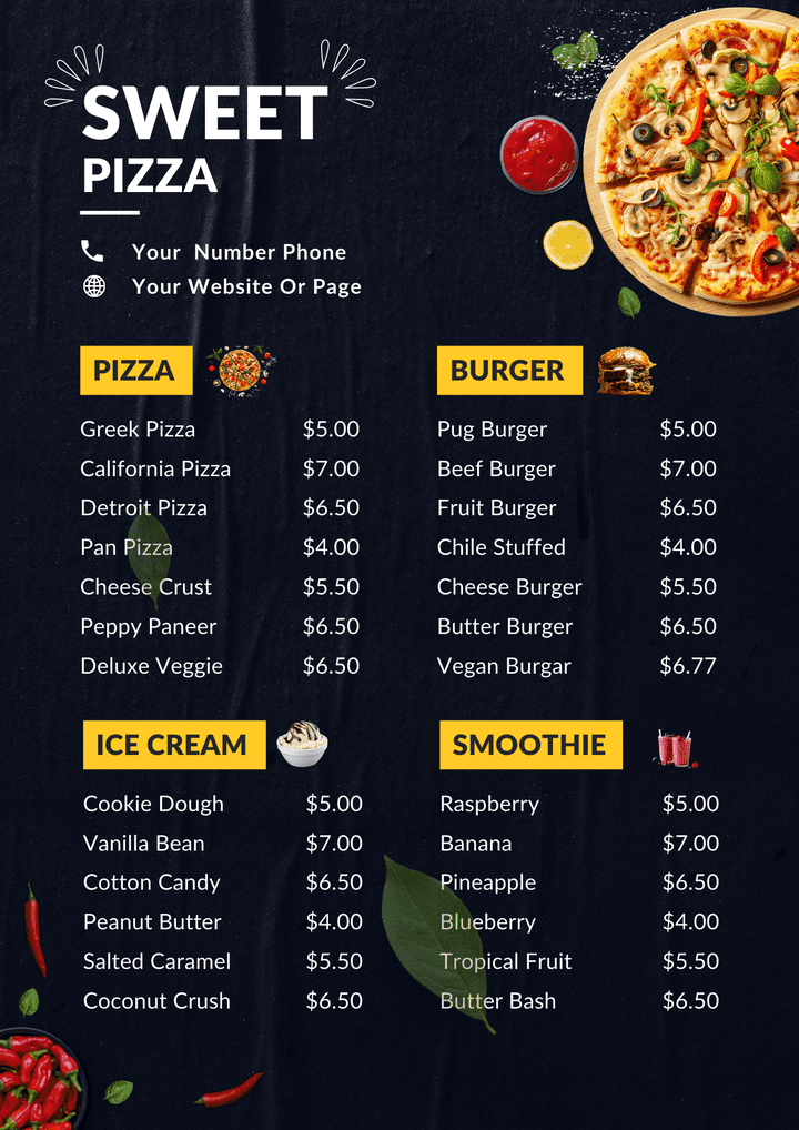 Pizza Menu