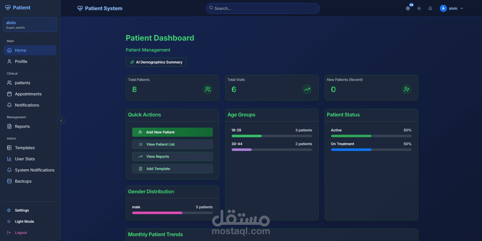 Patient Management System ( نظام ادارة المرضي )