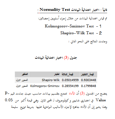 تقييم طبيعية توزيع البيانات باستخدام اختبار الاعتدالية