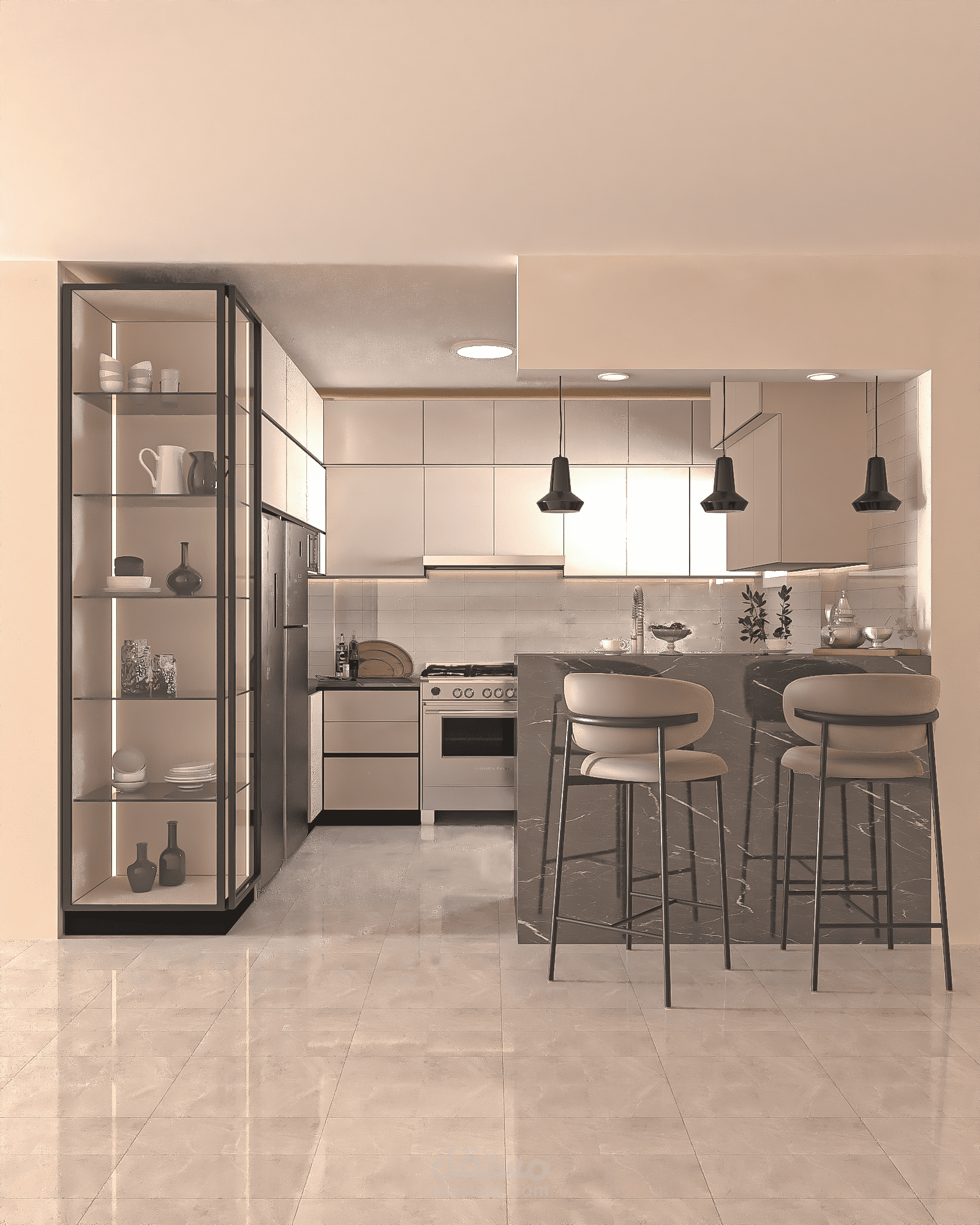 تصميم مطبخ امريكي مودرن