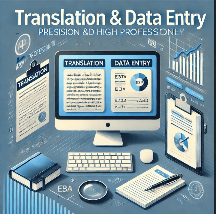 ترجمة وإدخال بيانات بدقة واحترافية عالية