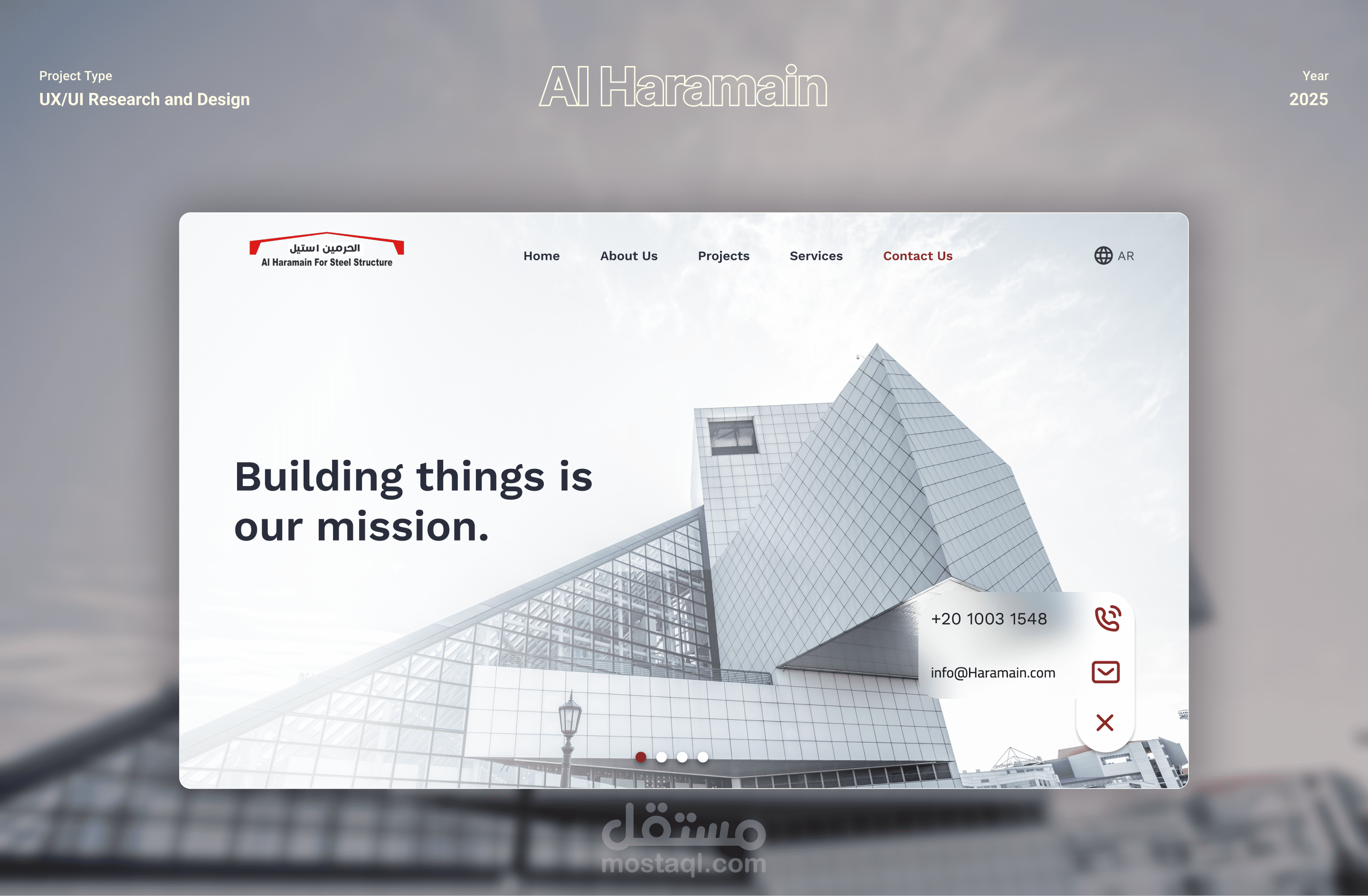 Al-Haramain Steel – Industrial Website UX/UI Design (AR/EN, Mobile-First)