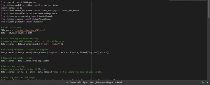 Python code predicts car prices based on historical data