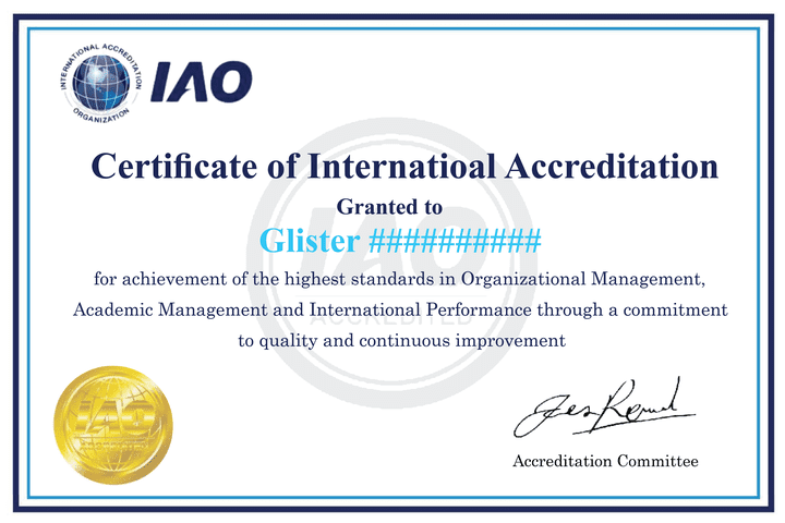 Certificate of International Accreditation