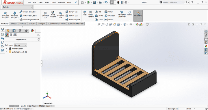 التصميم بواسطه solid work للاثاث