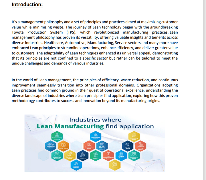 كتابة مقال بحثى عن استخدام منهجية Lean Manufacturing